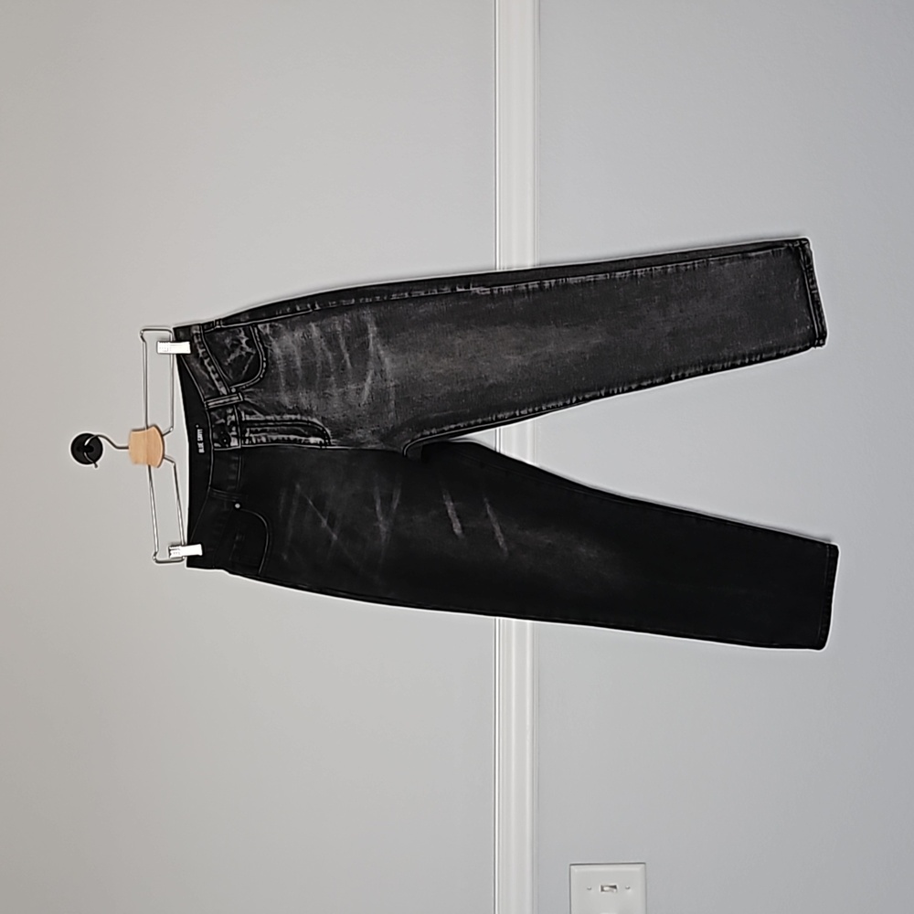 Blue Savvy Straight Leg High Rise Mom Fit Jeans 7/28 Black Grey Two Tone